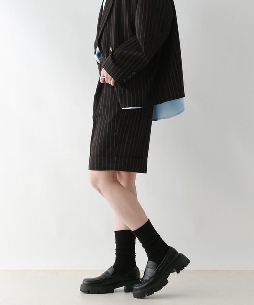 RAGEBLUE（レイジブルー）の「グランパロールアップデザインハーフパンツ/セットアップ対応（スラックス・レディース・ブラウン系/ダークブラウン/ブラック系・FREE）」の6枚目の写真