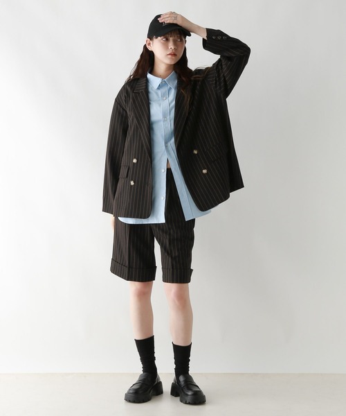 RAGEBLUE（レイジブルー）の「グランパロールアップデザインハーフパンツ/セットアップ対応（スラックス・レディース・ブラウン系/ダークブラウン/ブラック系・FREE）」の8枚目の写真