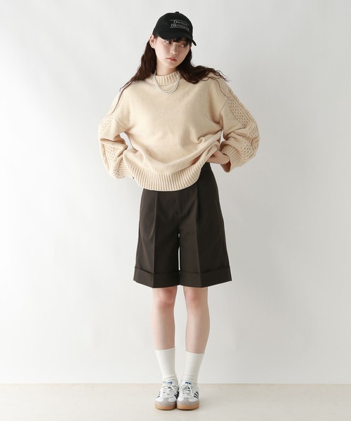 RAGEBLUE（レイジブルー）の「グランパロールアップデザインハーフパンツ/セットアップ対応（スラックス・レディース・ブラウン系/ダークブラウン/ブラック系・FREE）」の13枚目の写真