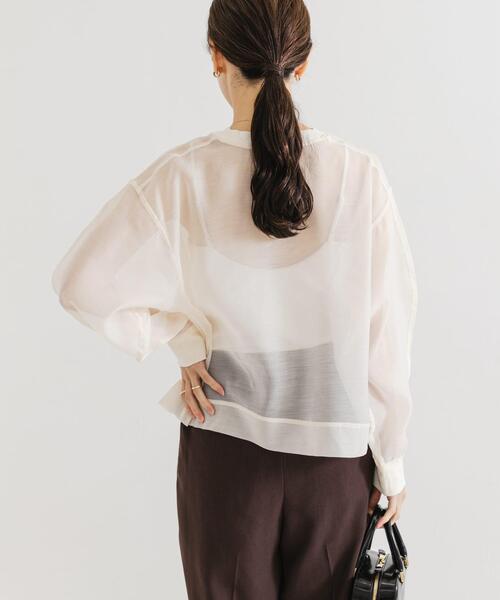 URBAN RESEARCH（アーバンリサーチ）の「オーガンジーシアートップス（Tシャツ/カットソー・レディース・オフホワイト/ブラック・FREE）」の5枚目の写真