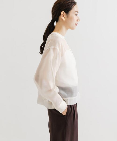 URBAN RESEARCH（アーバンリサーチ）の「オーガンジーシアートップス（Tシャツ/カットソー・レディース・オフホワイト/ブラック・FREE）」の6枚目の写真