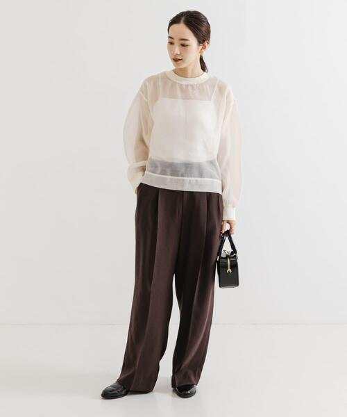 URBAN RESEARCH（アーバンリサーチ）の「オーガンジーシアートップス（Tシャツ/カットソー・レディース・オフホワイト/ブラック・FREE）」の9枚目の写真