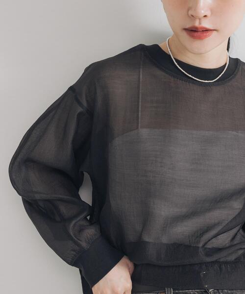 URBAN RESEARCH（アーバンリサーチ）の「オーガンジーシアートップス（Tシャツ/カットソー・レディース・オフホワイト/ブラック・FREE）」の16枚目の写真