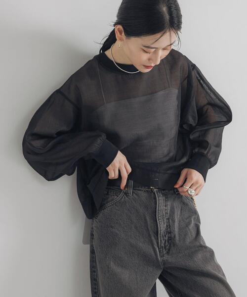 URBAN RESEARCH（アーバンリサーチ）の「オーガンジーシアートップス（Tシャツ/カットソー・レディース・オフホワイト/ブラック・FREE）」の18枚目の写真