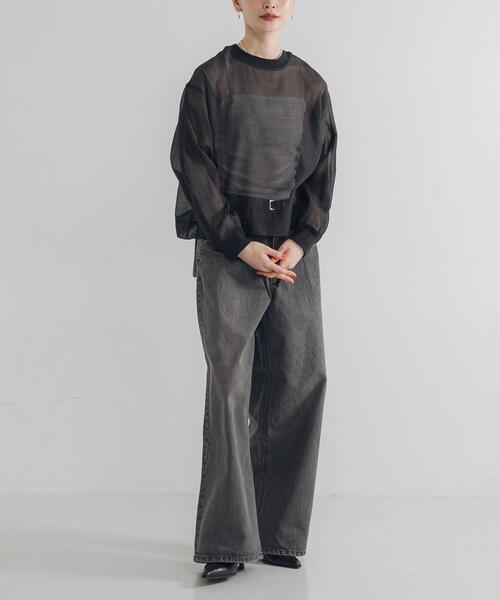 URBAN RESEARCH（アーバンリサーチ）の「オーガンジーシアートップス（Tシャツ/カットソー・レディース・オフホワイト/ブラック・FREE）」の21枚目の写真