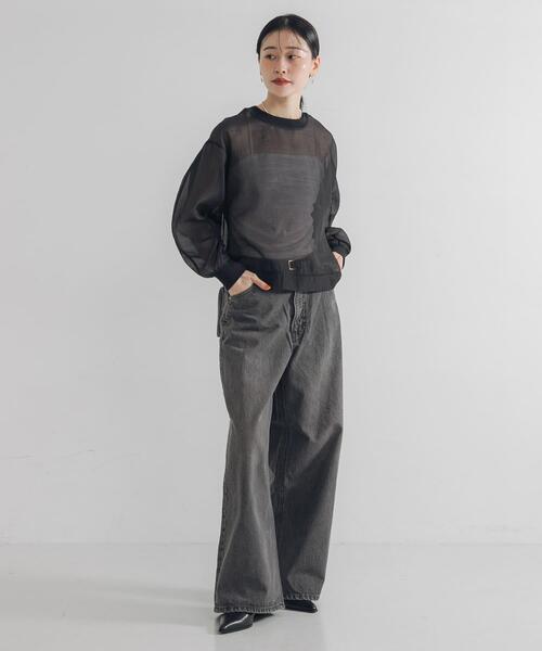 URBAN RESEARCH（アーバンリサーチ）の「オーガンジーシアートップス（Tシャツ/カットソー・レディース・オフホワイト/ブラック・FREE）」の22枚目の写真