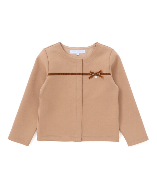Tartine et Chocolat（タルティーヌエショコラ）の「【お揃い】ポンチリボンカーディガン(100-140cm)（カーディガン/ボレロ・キッズ・ベージュ/ネイビー・140cm/130cm）」の2枚目の写真