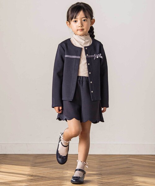 Tartine et Chocolat（タルティーヌエショコラ）の「【お揃い】ポンチリボンカーディガン(100-140cm)（カーディガン/ボレロ・キッズ・ベージュ/ネイビー・140cm/130cm）」の5枚目の写真