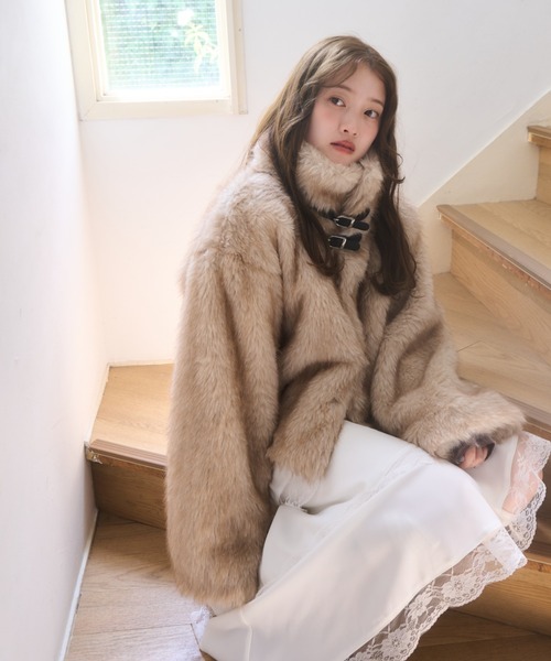 2wayベルトファーコート（その他アウター）｜mellowneon（メロウネオン