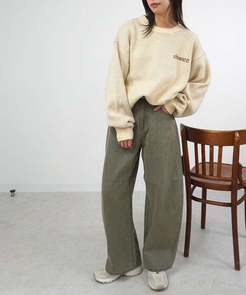 gossara（ゴサラ）の「手書き風ロゴPO（ニット/セーター・レディース・ネイビー/アイボリー/杢グレー・FREE）」の7枚目の写真