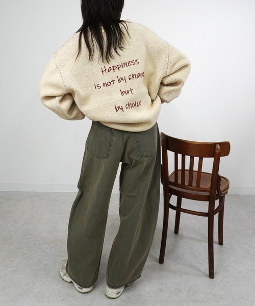 gossara（ゴサラ）の「手書き風ロゴPO（ニット/セーター・レディース・ネイビー/アイボリー/杢グレー・FREE）」の8枚目の写真