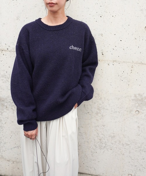 gossara（ゴサラ）の「手書き風ロゴPO（ニット/セーター・レディース・ネイビー/アイボリー/杢グレー・FREE）」の14枚目の写真