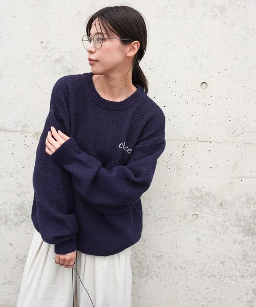 gossara（ゴサラ）の「手書き風ロゴPO（ニット/セーター・レディース・ネイビー/アイボリー/杢グレー・FREE）」の15枚目の写真