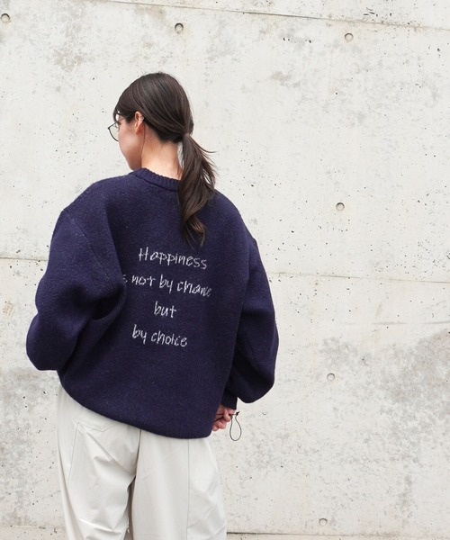 gossara（ゴサラ）の「手書き風ロゴPO（ニット/セーター・レディース・ネイビー/アイボリー/杢グレー・FREE）」の17枚目の写真