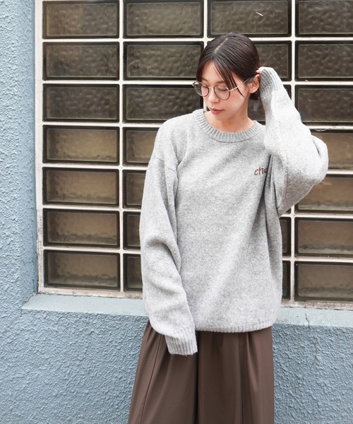 gossara（ゴサラ）の「手書き風ロゴPO（ニット/セーター・レディース・ネイビー/アイボリー/杢グレー・FREE）」の10枚目の写真