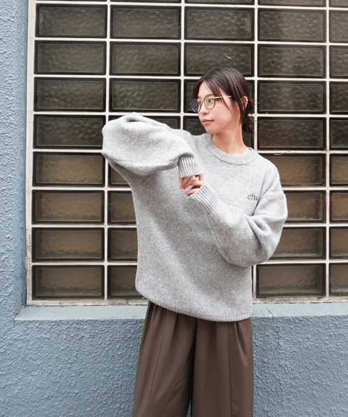 gossara（ゴサラ）の「手書き風ロゴPO（ニット/セーター・レディース・ネイビー/アイボリー/杢グレー・FREE）」の11枚目の写真