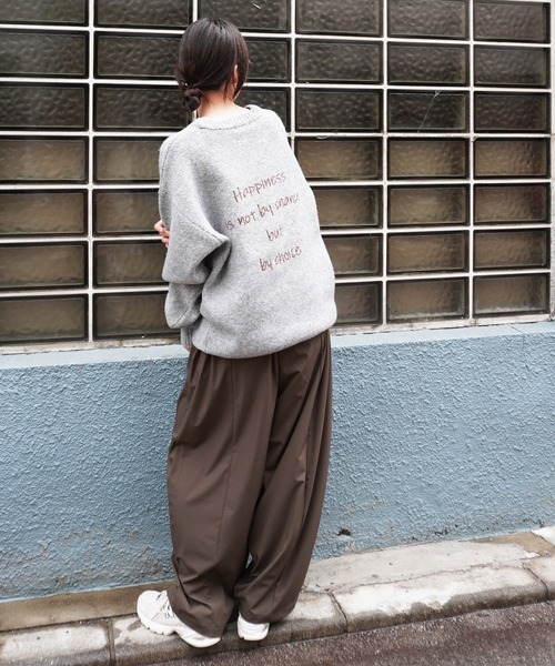 gossara（ゴサラ）の「手書き風ロゴPO（ニット/セーター・レディース・ネイビー/アイボリー/杢グレー・FREE）」の12枚目の写真