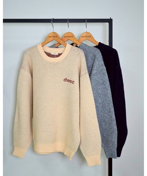 gossara（ゴサラ）の「手書き風ロゴPO（ニット/セーター・レディース・ネイビー/アイボリー/杢グレー・FREE）」の19枚目の写真