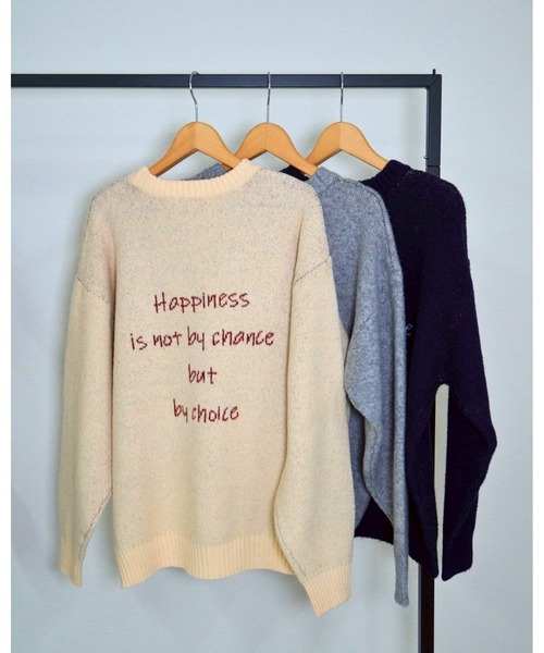 gossara（ゴサラ）の「手書き風ロゴPO（ニット/セーター・レディース・ネイビー/アイボリー/杢グレー・FREE）」の18枚目の写真