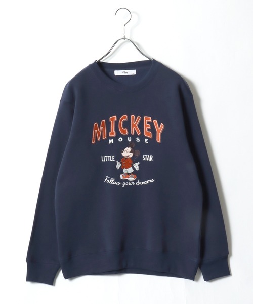 ディズニー　ミッキーマウス 刺繍スウェット ／トレーナー希少レア Disney/ディズニー》ミッキーマウス刺繍ワッペンデザイン