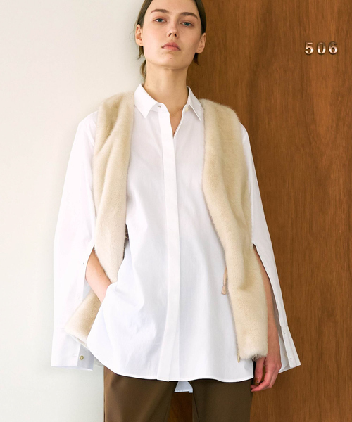 qualite（カリテ）の「ミンクライクファージレ/秋服/冬服/ファーベスト（ベスト・レディース・アイボリー/グレー系その他・フリー）」の2枚目の写真