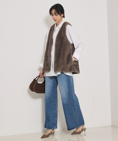 qualite（カリテ）の「ミンクライクファージレ/秋服/冬服/ファーベスト（ベスト・レディース・アイボリー/グレー系その他・フリー）」の8枚目の写真