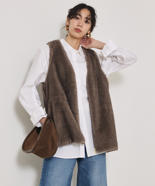 qualite（カリテ）の「ミンクライクファージレ/秋服/冬服/ファーベスト（ベスト・レディース・アイボリー/グレー系その他・フリー）」の11枚目の写真