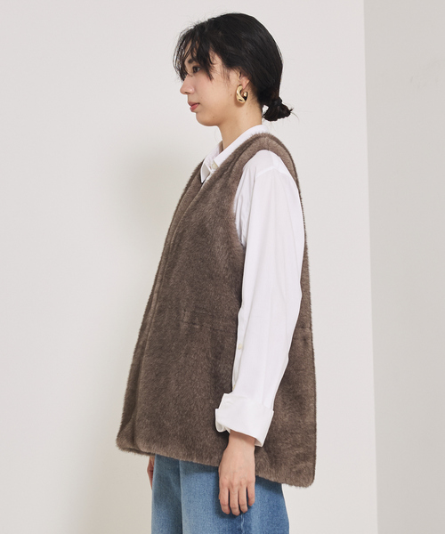 qualite（カリテ）の「ミンクライクファージレ/秋服/冬服/ファーベスト（ベスト・レディース・アイボリー/グレー系その他・フリー）」の13枚目の写真