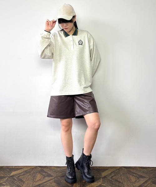 NICOLE CLUB（ニコル　クラブ）の「ハイウエストハーフパンツ（その他パンツ・レディース・ブラウン/チャコールグレー・MEDIUM）」の3枚目の写真