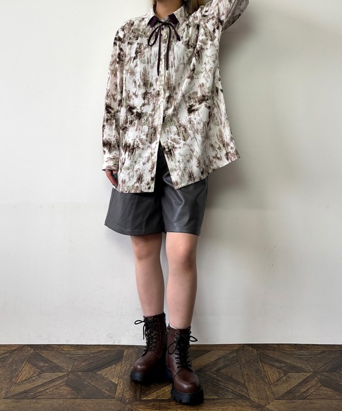 NICOLE CLUB（ニコル　クラブ）の「ハイウエストハーフパンツ（その他パンツ・レディース・ブラウン/チャコールグレー・MEDIUM）」の10枚目の写真