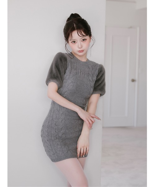 アームファーケーブルニットミニワンピース　darich ダーリッチ アームファーケーブルニットミニワンピース（ワンピース