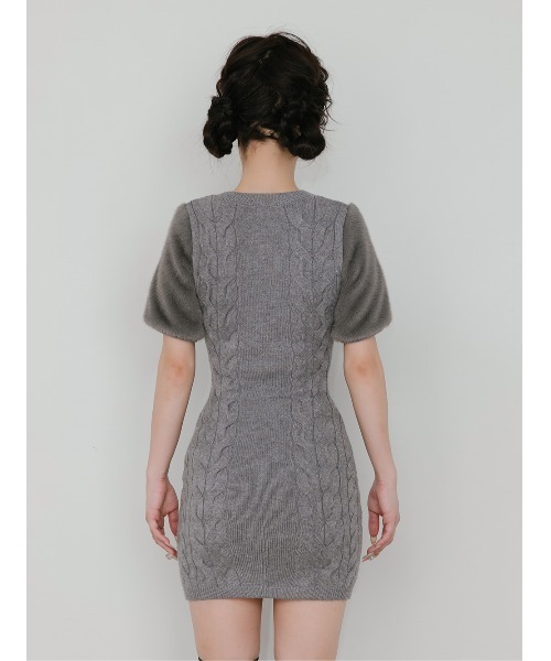 アームファーケーブルニットミニワンピース（ワンピース）｜Darich