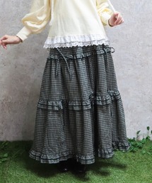 axes femme POETIQUE（アクシーズファムポエティック）の「リボン付ロングティアードスカート（スカート）」