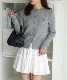 U.S. POLO ASSN. | 【U.S. POLO ASSN./ユーエスポロアッスン】ロゴ刺繍 クルーネック ケーブルニット カーディガン(カーディガン/ボレロ)