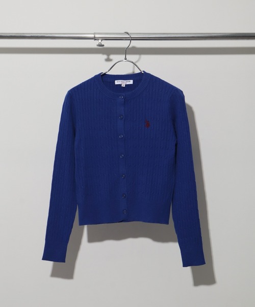 U.S. POLO ASSN.(ユーエスポロアッスン)の「【U.S. POLO ASSN./ユーエスポロアッスン】ロゴ刺繍 クルーネック ケーブルニット カーディガン(カーディガン/ボレロ・レディース・ブルー/グレー/アイボリー・LL/L/M)」の7枚目の写真