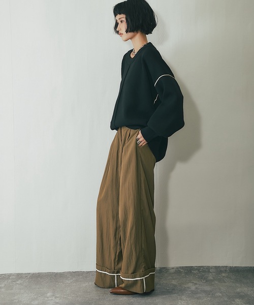 ANOTHER S(アナザーエス)の「リネンライク折り返しタックパンツ(その他パンツ・レディース・ブラウン/ベージュ/ブラック・FREE)」の22枚目の写真