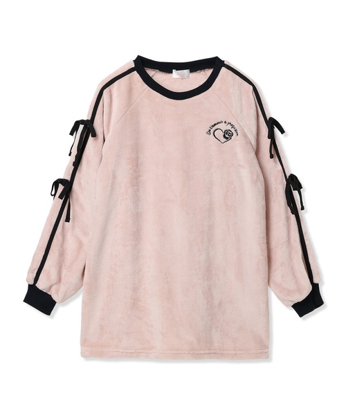 セール】ラムフリース 袖リボンチュニックプルオーバー（スウェット