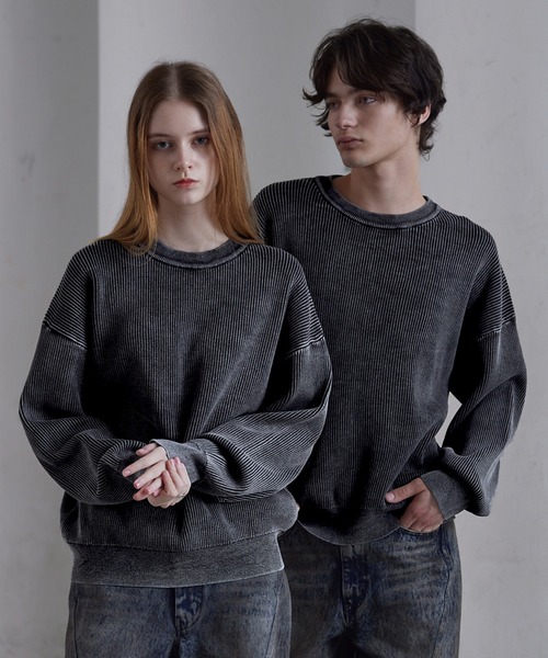 CLEL】Basic/Spray Rib Knit Crew Neck Knit / ベーシック/スプレー畦