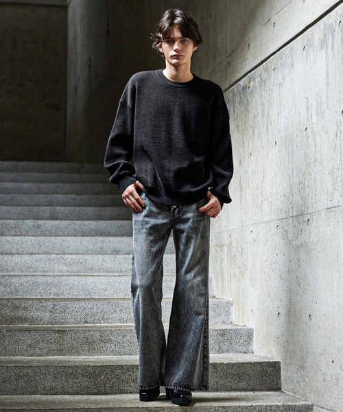 CLEL】Basic/Spray Rib Knit Crew Neck Knit / ベーシック/スプレー畦