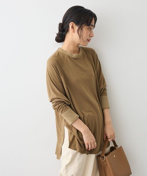 CRAFT STANDARD BOUTIQUE（クラフトスタンダードブティック）の「リブ切替ラグランチュニック（チュニック・レディース・ブラック/カーキ/ピンク・FREE）」の20枚目の写真