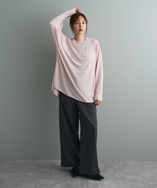 CRAFT STANDARD BOUTIQUE（クラフトスタンダードブティック）の「リブ切替ラグランチュニック（チュニック・レディース・ブラック/カーキ/ピンク・FREE）」の6枚目の写真