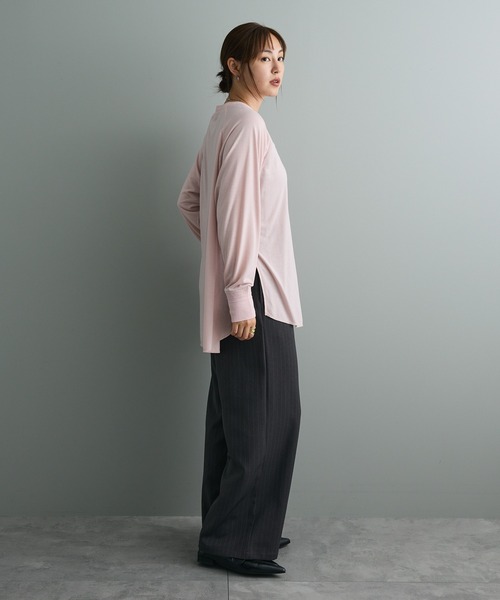 CRAFT STANDARD BOUTIQUE（クラフトスタンダードブティック）の「リブ切替ラグランチュニック（チュニック・レディース・ブラック/カーキ/ピンク・FREE）」の7枚目の写真