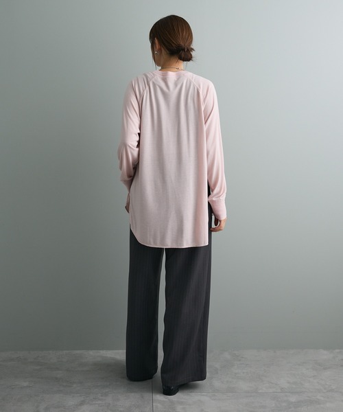 CRAFT STANDARD BOUTIQUE（クラフトスタンダードブティック）の「リブ切替ラグランチュニック（チュニック・レディース・ブラック/カーキ/ピンク・FREE）」の8枚目の写真