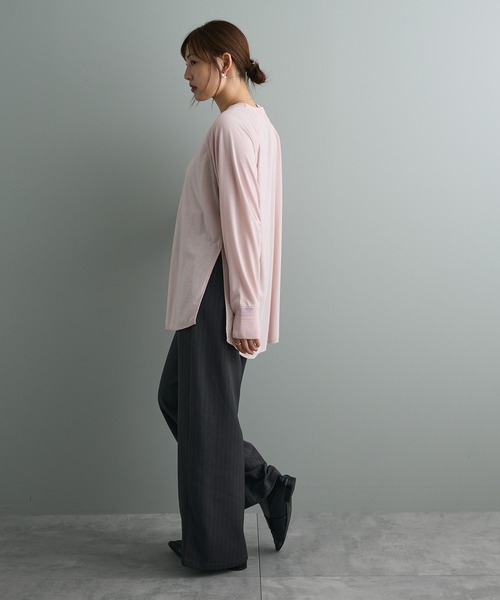 CRAFT STANDARD BOUTIQUE（クラフトスタンダードブティック）の「リブ切替ラグランチュニック（チュニック・レディース・ブラック/カーキ/ピンク・FREE）」の9枚目の写真