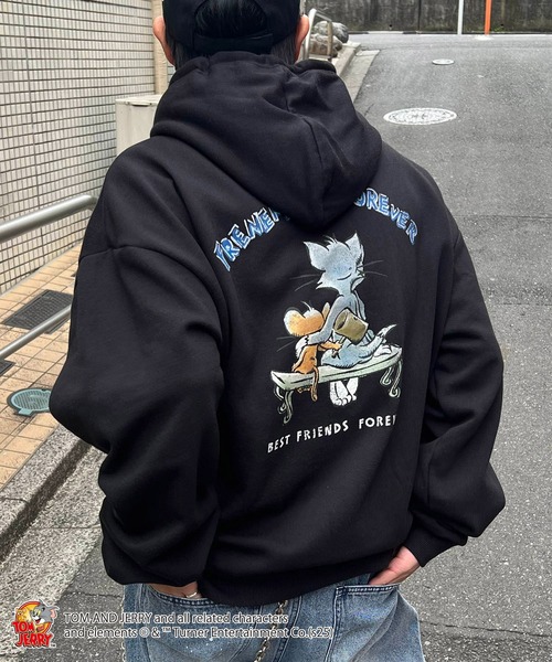 ILL'S(イルズ)の「【TOM&JERRY 】 トムとジェリー グランジ プリントパーカー バックプリント バックスタイルプリント 裏起毛 メンズ レディース ユニセックス(パーカー・メンズ・ブラック/ブラック系その他2/グレー系その他/ブラック系その他/ブラウン/パープル系その他/グレー系その他2/グリーン系その他2・M/L)」の3枚目の写真