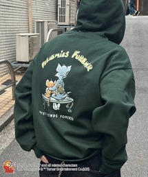 パーカー（グリーン・カーキ/緑色系・バックプリント）ファッション