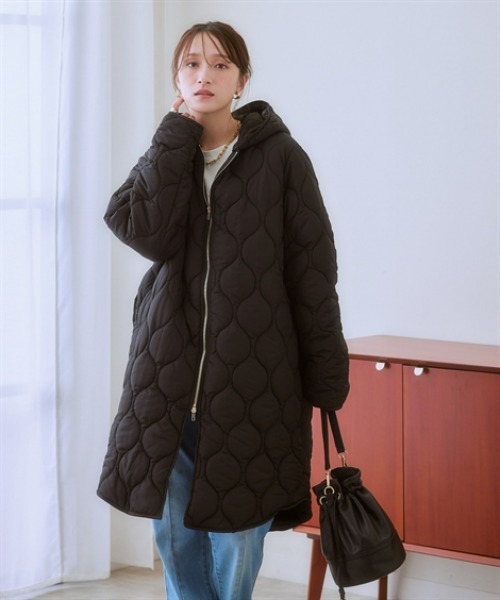 nissen（ニッセン）の「2WAYウェーブキルト裏ボアフーデットコート＜大きいサイズ有＞（その他アウター・レディース・モカ/チャコールグレー/ブラック/カーキ・S/M/L/LL/3L）」の5枚目の写真