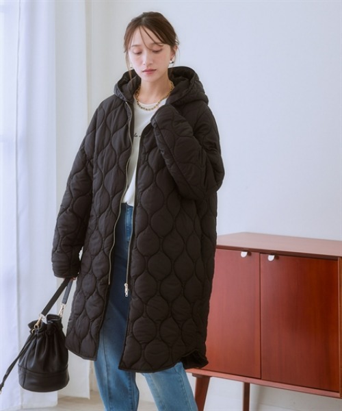 nissen（ニッセン）の「2WAYウェーブキルト裏ボアフーデットコート＜大きいサイズ有＞（その他アウター・レディース・モカ/チャコールグレー/ブラック/カーキ・S/M/L/LL/3L）」の6枚目の写真