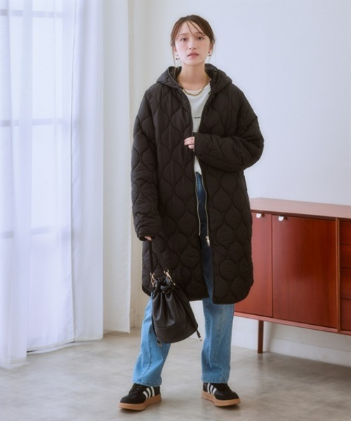 nissen（ニッセン）の「2WAYウェーブキルト裏ボアフーデットコート＜大きいサイズ有＞（その他アウター・レディース・モカ/チャコールグレー/ブラック/カーキ・S/M/L/LL/3L）」の7枚目の写真