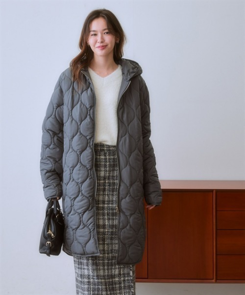 nissen（ニッセン）の「2WAYウェーブキルト裏ボアフーデットコート＜大きいサイズ有＞（その他アウター・レディース・モカ/チャコールグレー/ブラック/カーキ・S/M/L/LL/3L）」の10枚目の写真